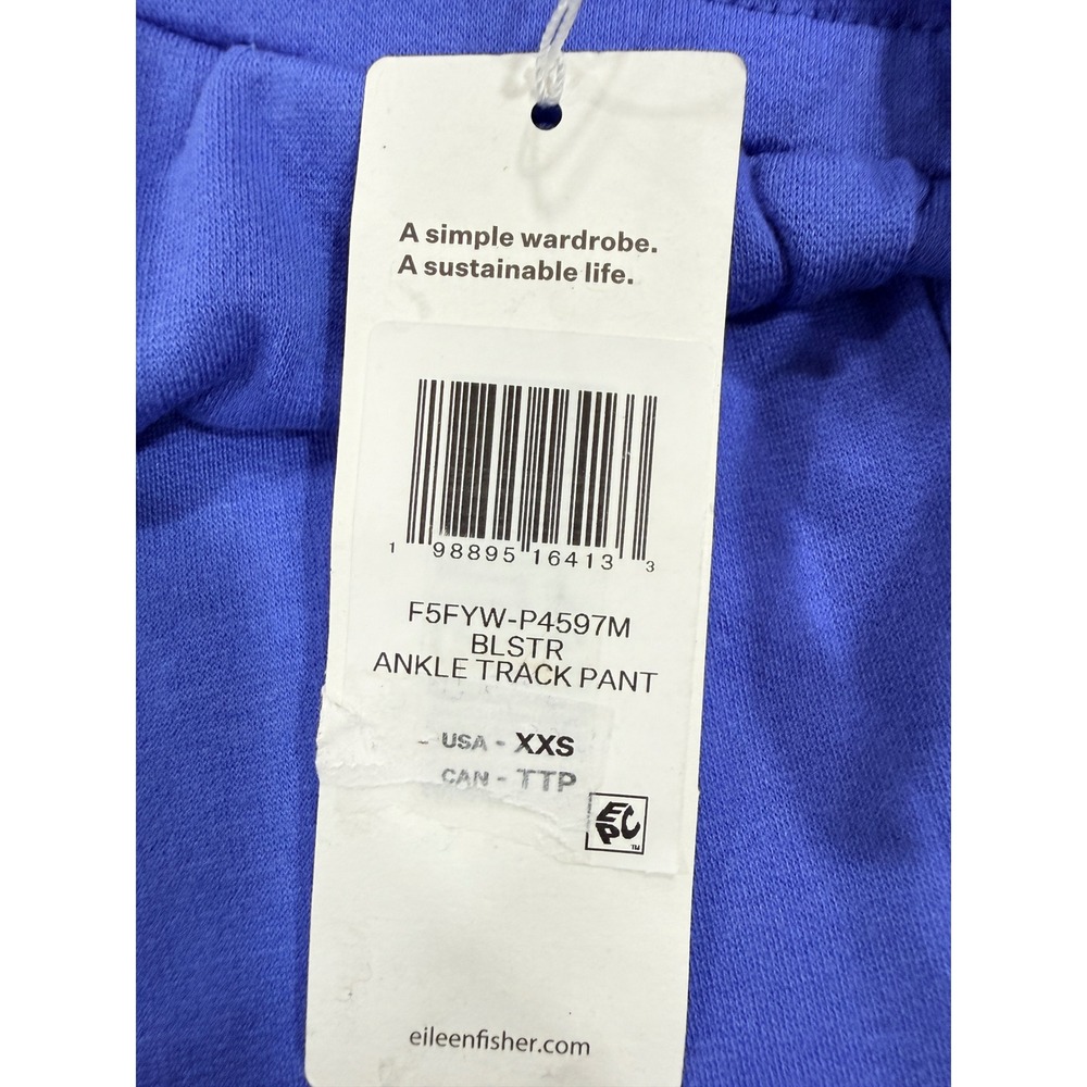 Eileen Fisher Joggers XXS Blue Cozy Brushed Terry Hug Minimalist Retail $178 - Picture 9 of 9